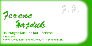ferenc hajduk business card